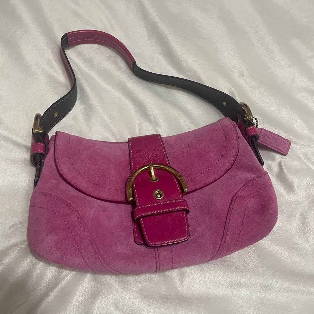 Vintage Y2K Coach Signature Sufflette Handbag SoHo Pink Suede K04S-5675 - Picture 2 of 10